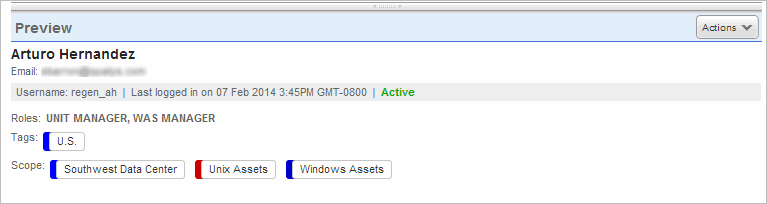 sample user preview pane.