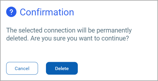 Confirmation dialogue box for deleting vault connection.