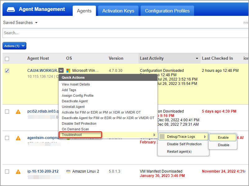 troubleshooting options