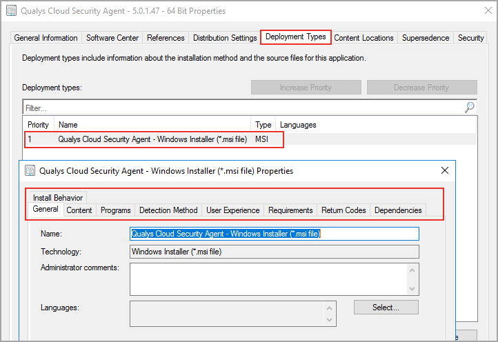 Cloud Agent Deployment Types screen.