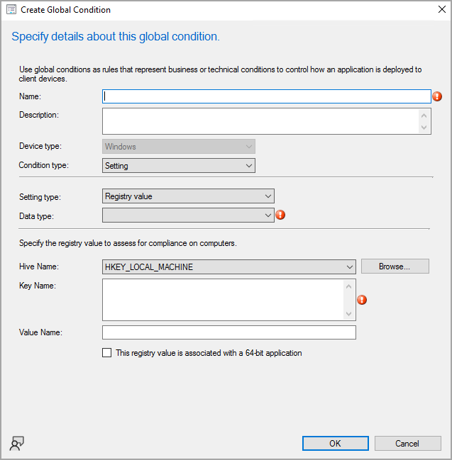 Create Global Condition Screen.
