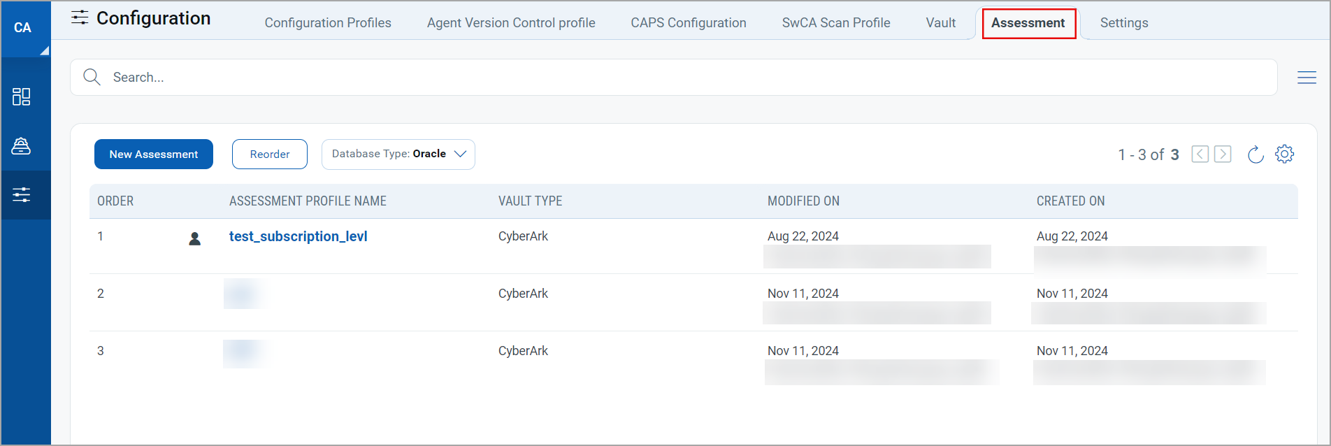 Assessment tab in Cloud Agent UI.