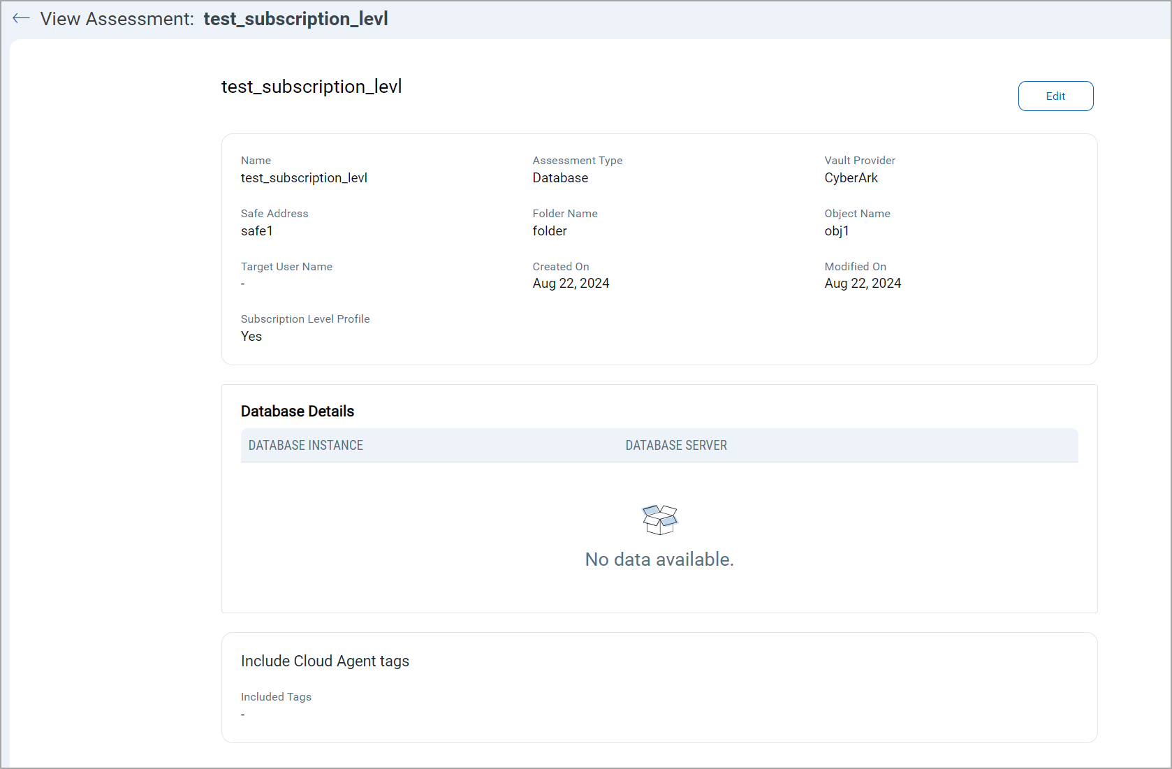 View Assessment details screenshot.