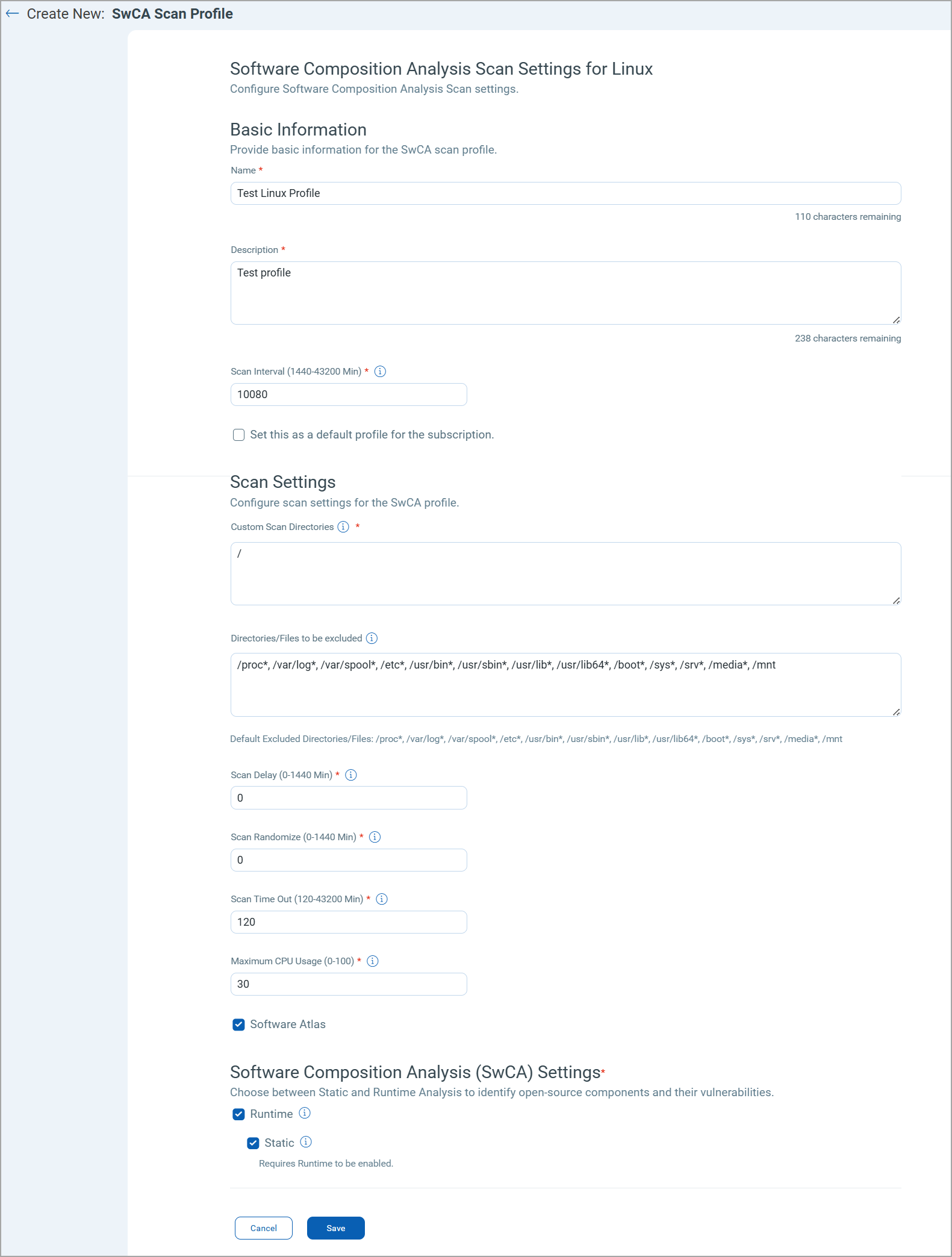 swca for linux profile.