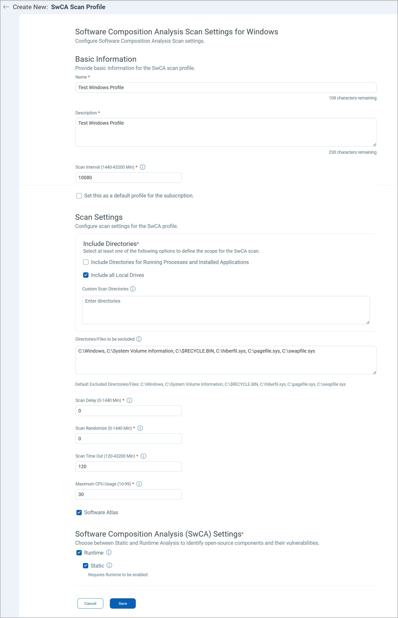 swca windows profile