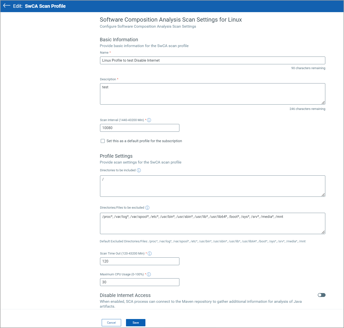 swca for linux profile