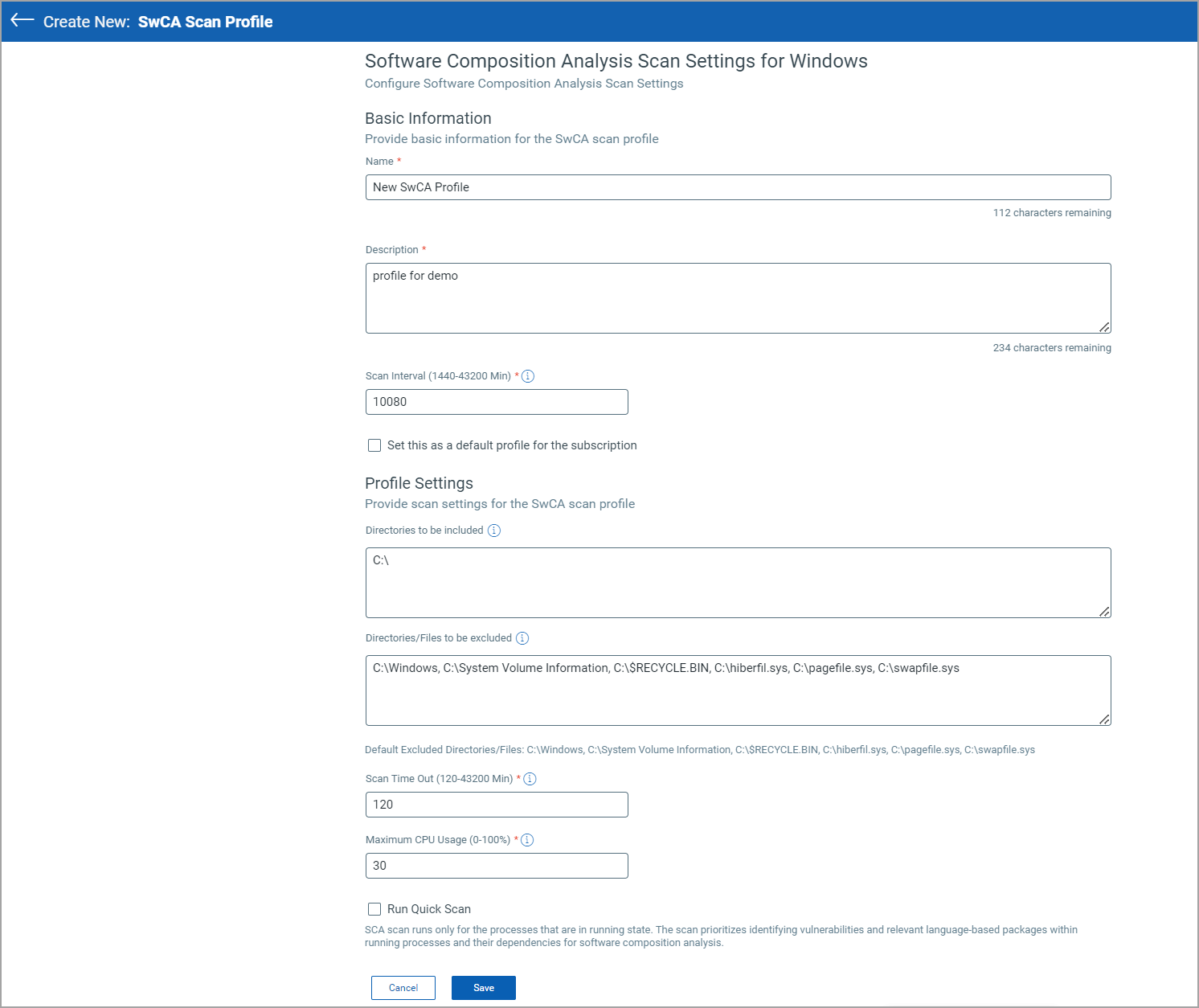 swca windows profile
