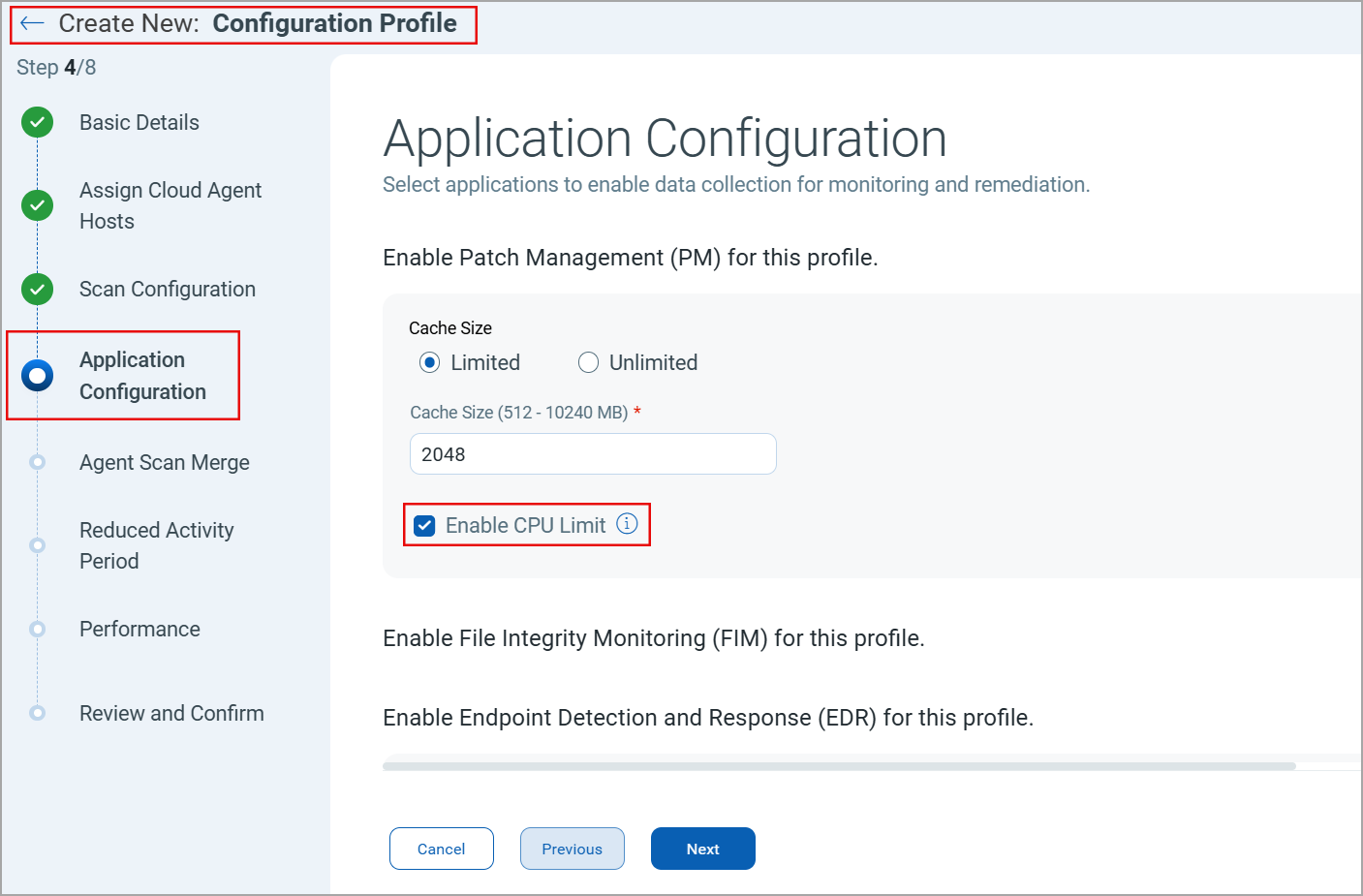 An option to enable CPU Limit for Patch Management.