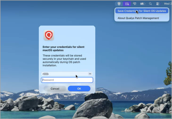 Save Credentials for Silent OS Updates option in the patch management Quick Access menu