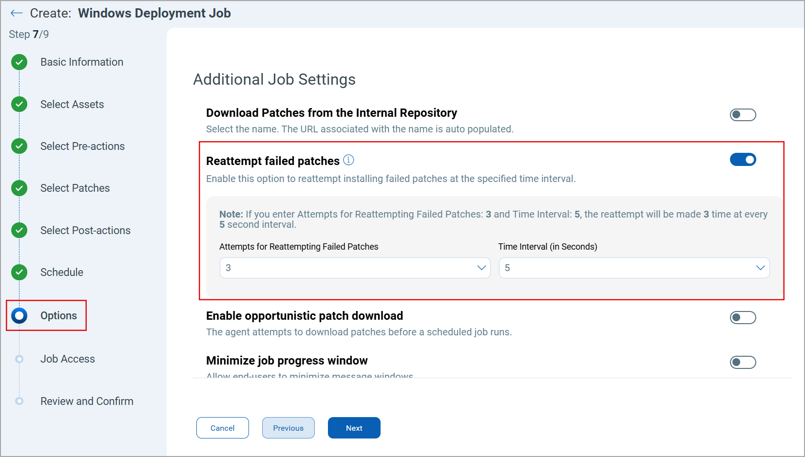 Option to reattempt installation for Failed Patches.