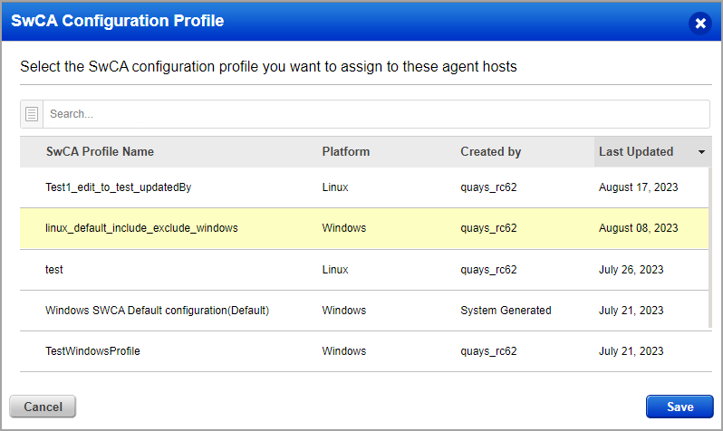 select swca config profile.