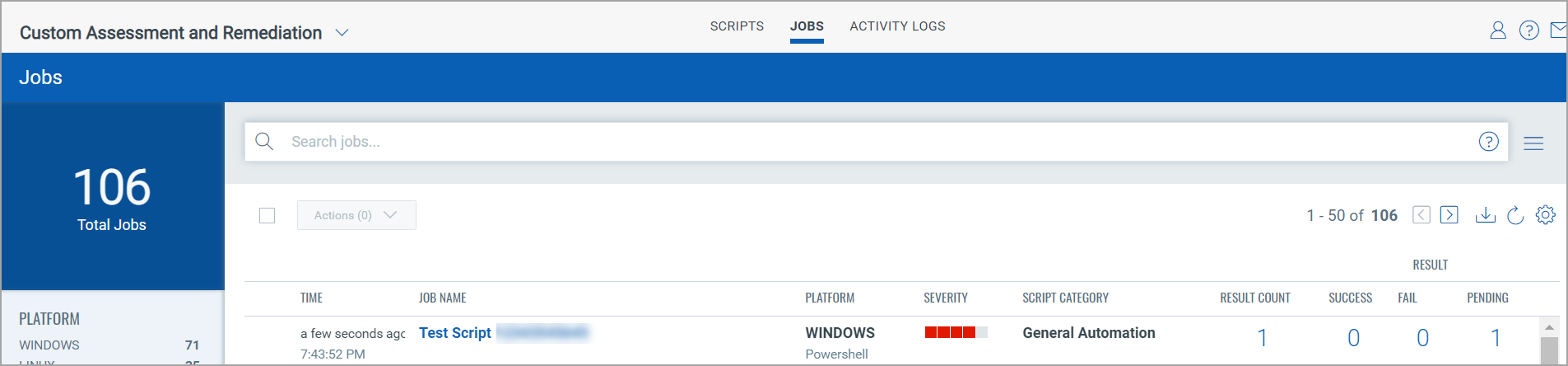 Execute under Jobs Tab