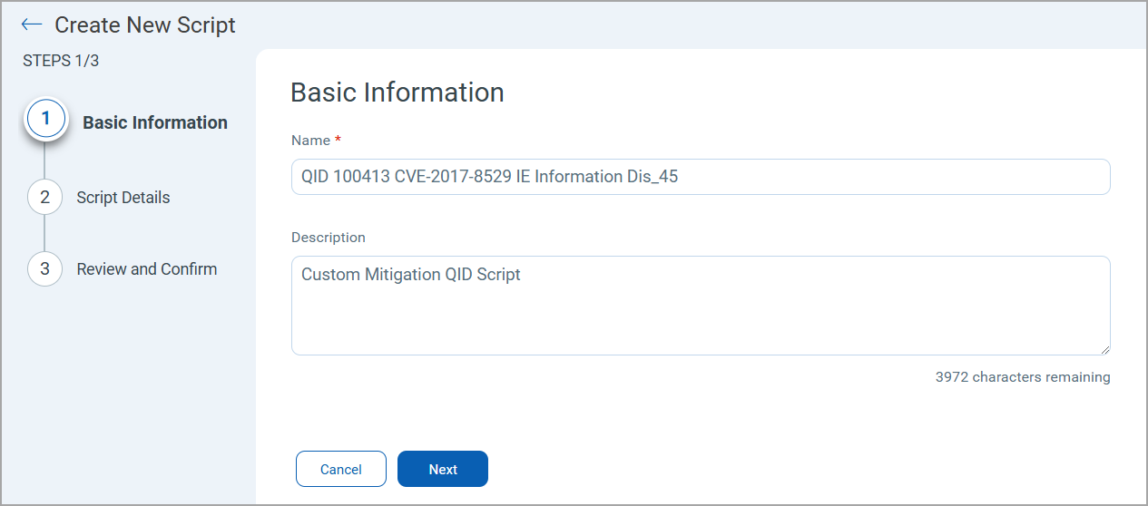 script basic information.