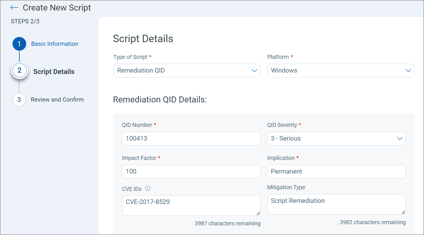 Script details.