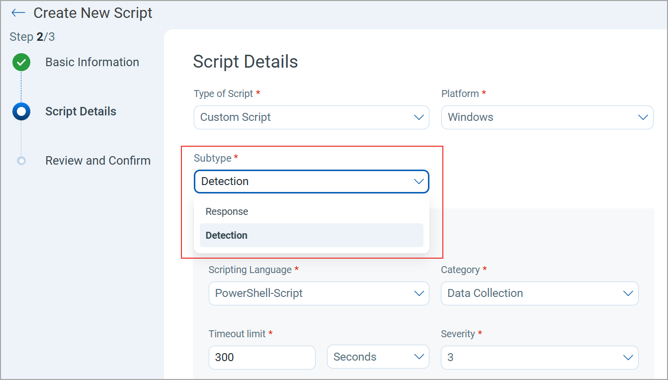 create custom script screen.