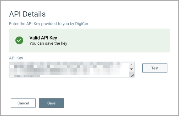 Test the API Key and Save