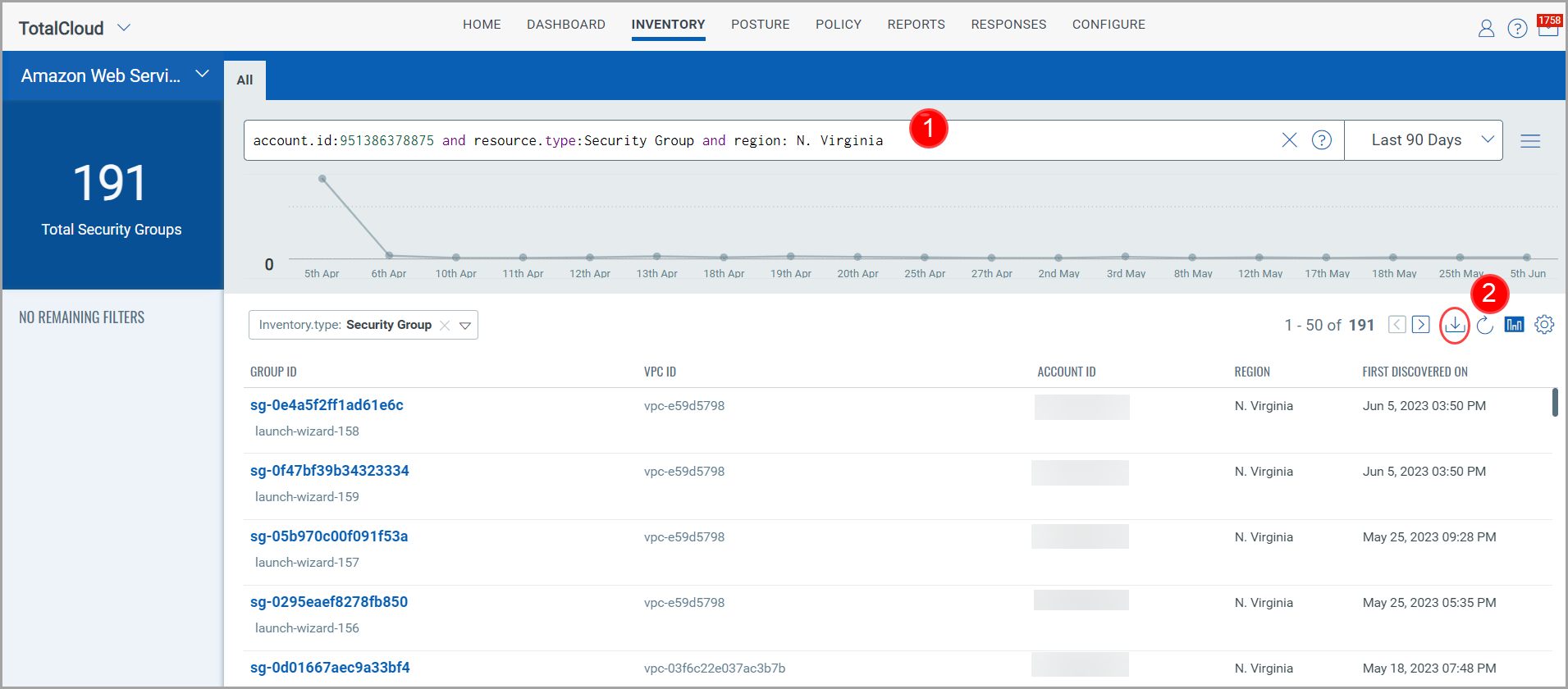 Download option after you type seach query.