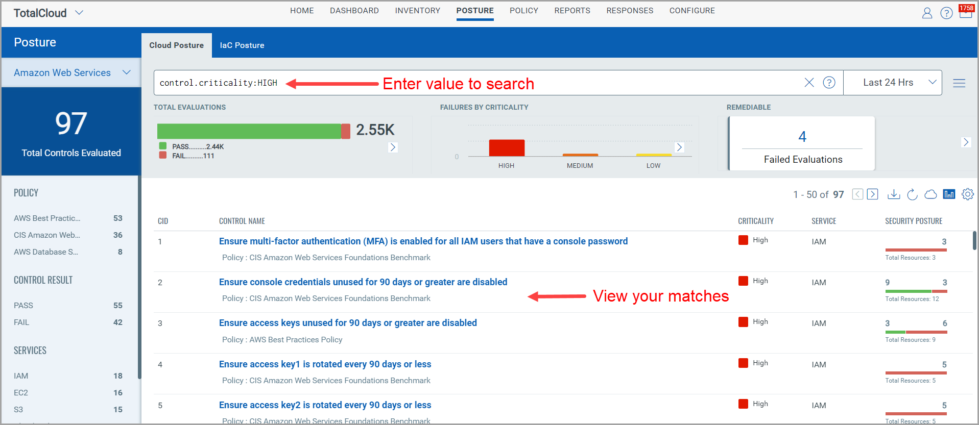 Controls that match your search query are displayed in the seach results.