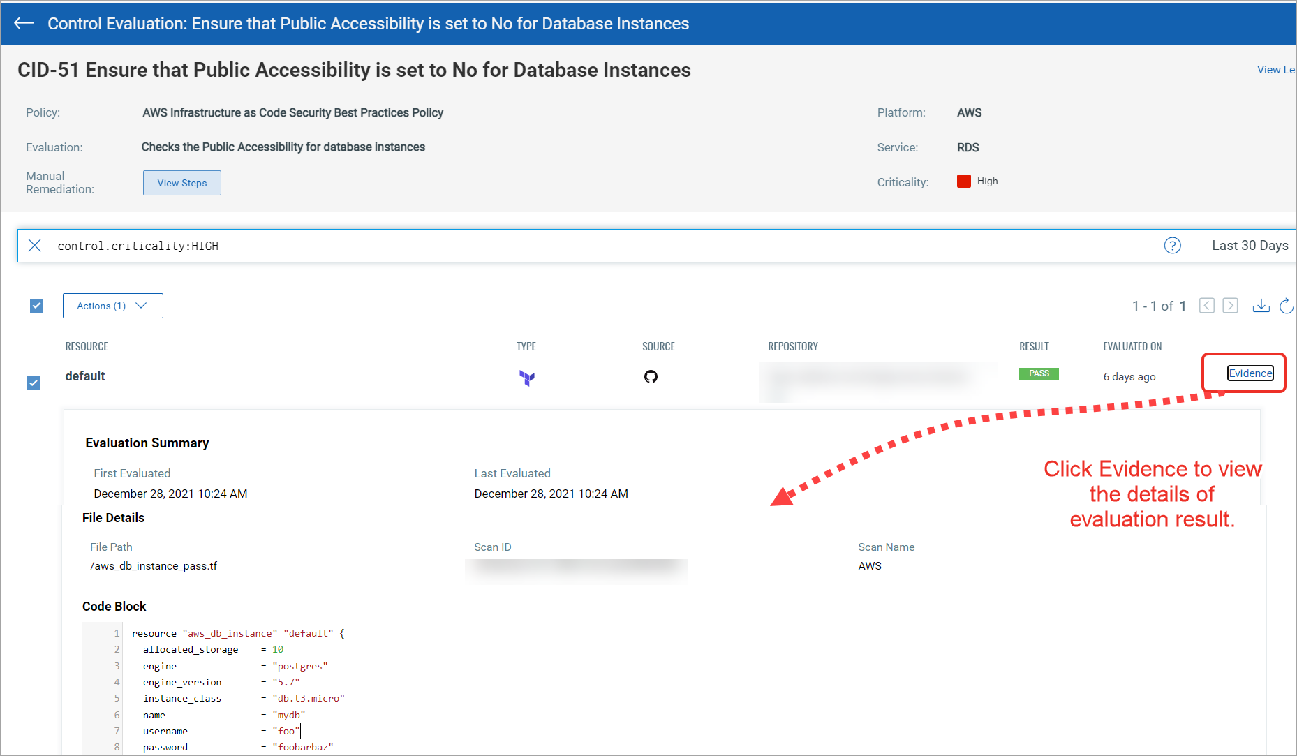 Menu options to view in cloud provider's console.