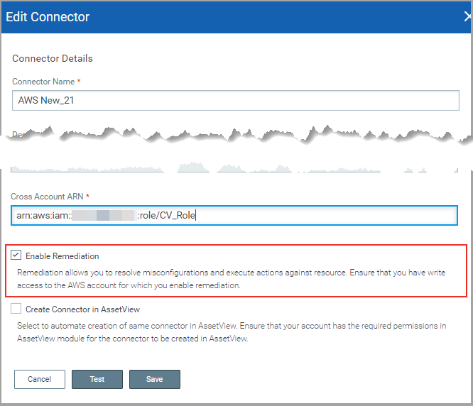 Option to enable remediation for existing AWS connector