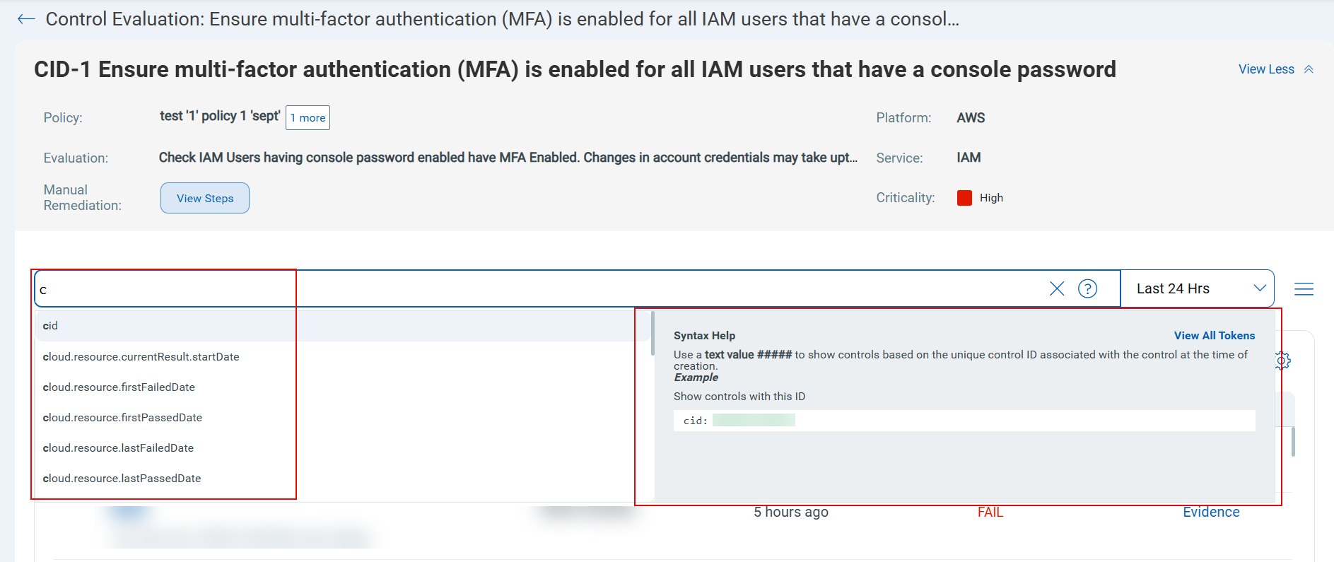 Search field and control help that automatically populates for the control your select.
