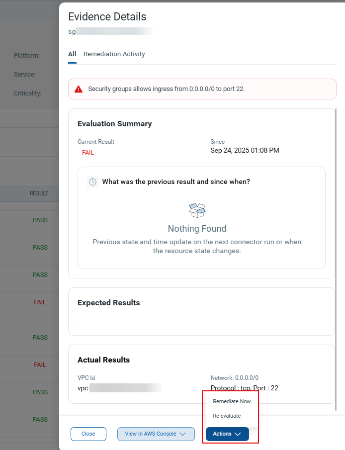 Menu options to view in cloud provider's console.
