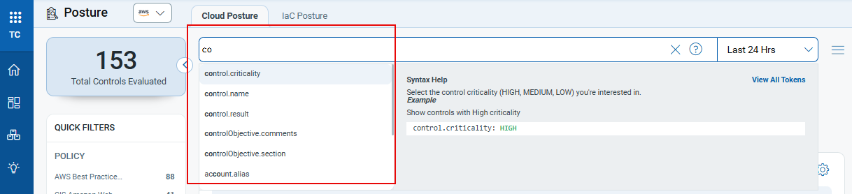Options populated depending on the text you type for the search query.