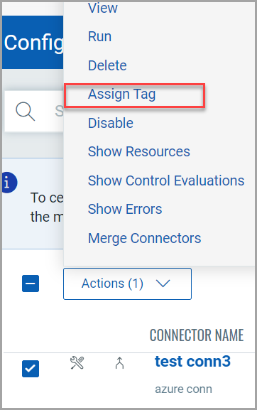 Assign tag to a connector