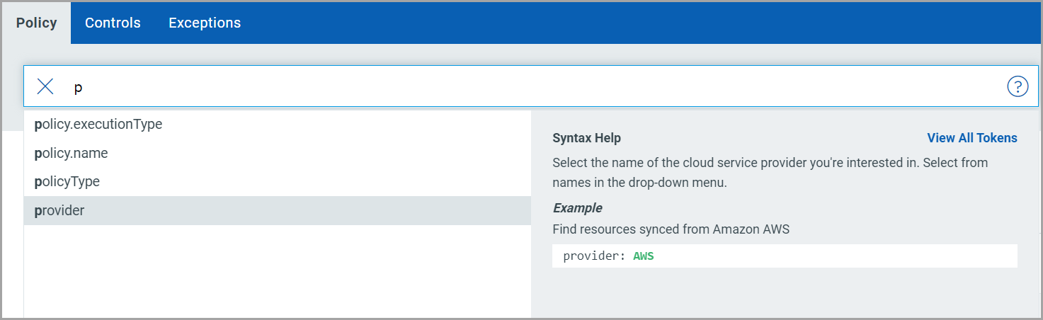 Search for policies based on the properties.