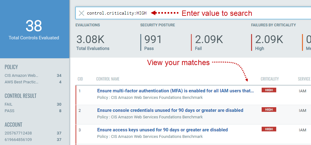 Controls that match your search query are displayed in the seach results.