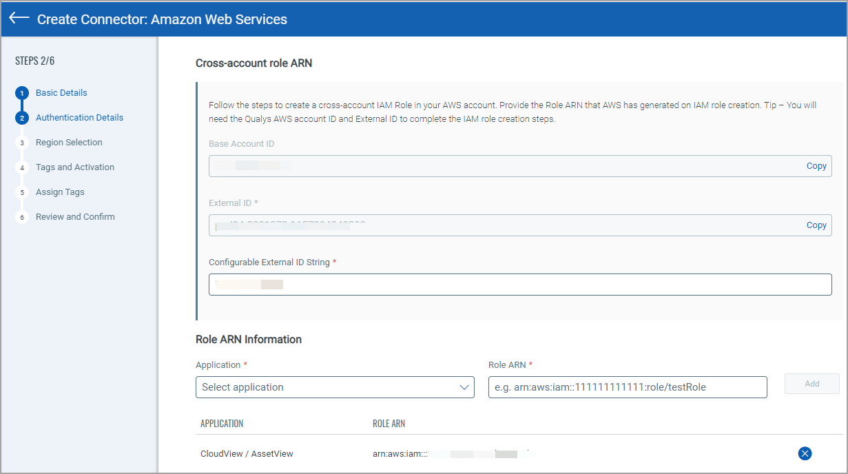 cross account arn for aws connector