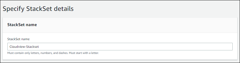 Specify stackset details