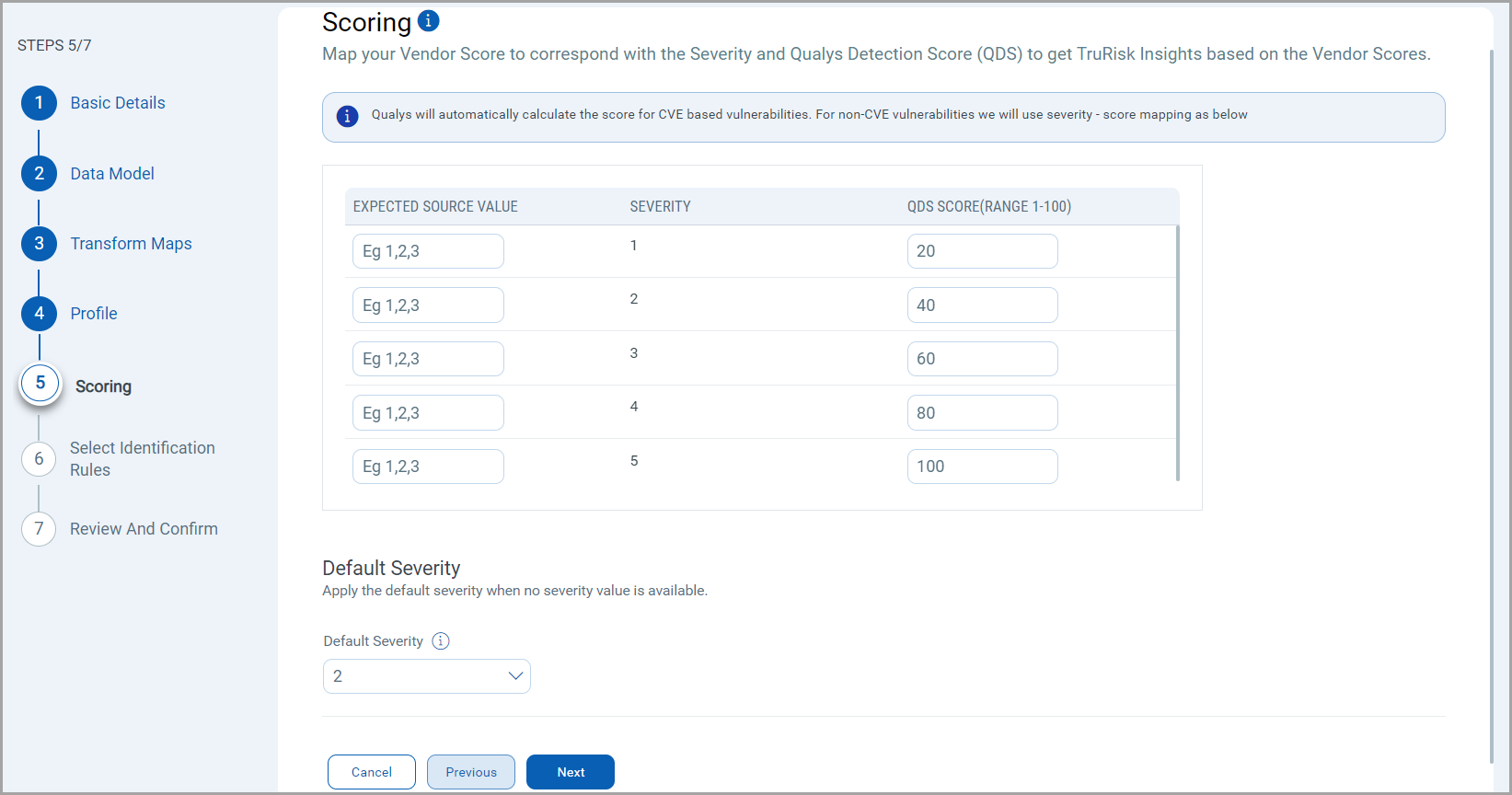 Score mapping screen.