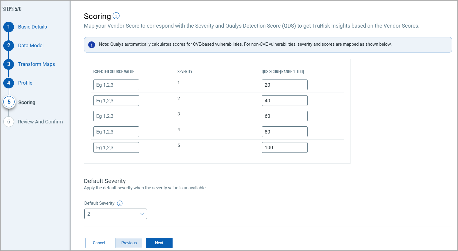 Score mapping screen.