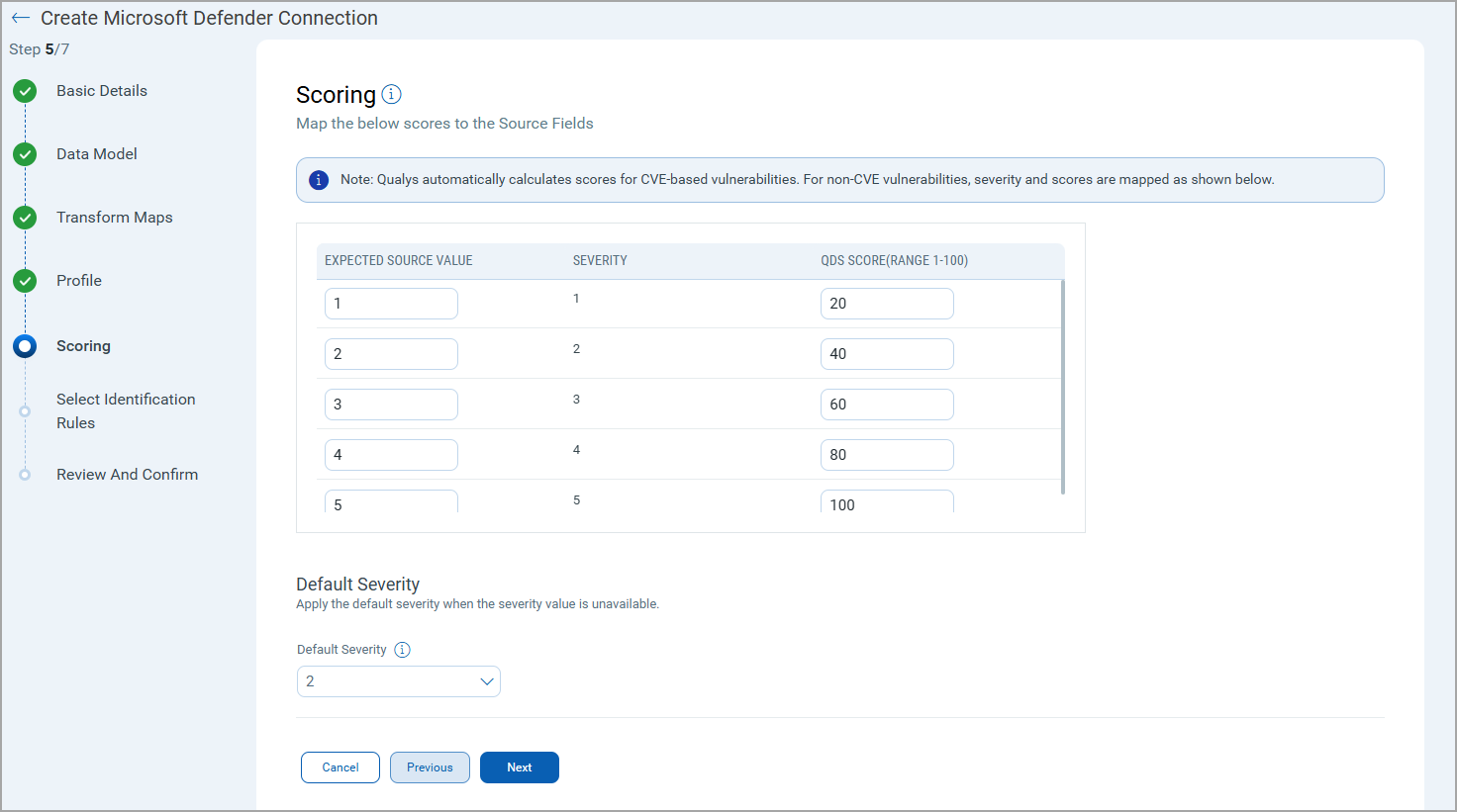 Score mapping screen.