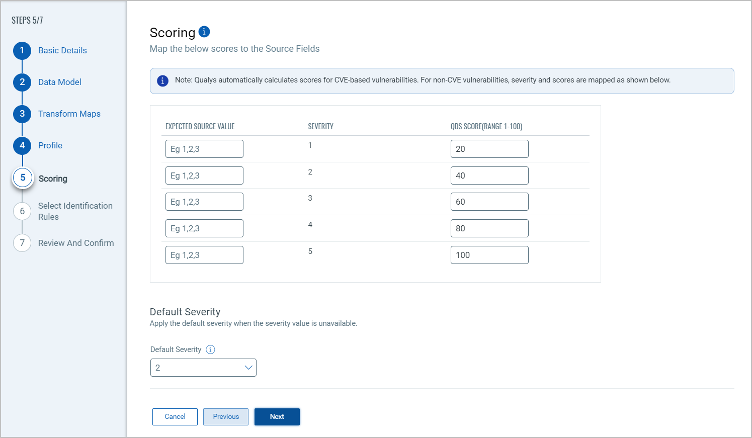 Score mapping screen.