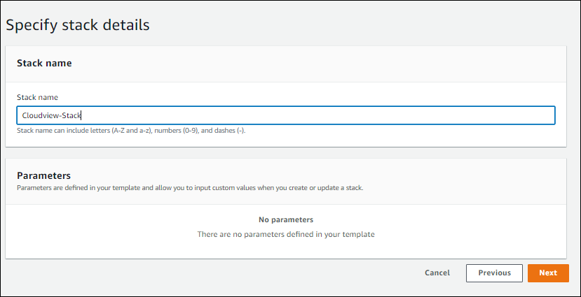 Specify stack details