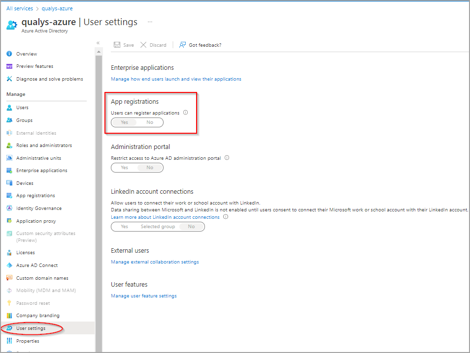 Assigning permissions in App registrations on Azure console.