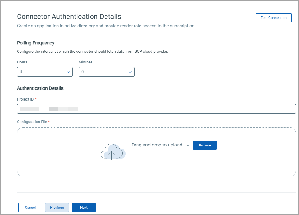 gcp connector authentication details