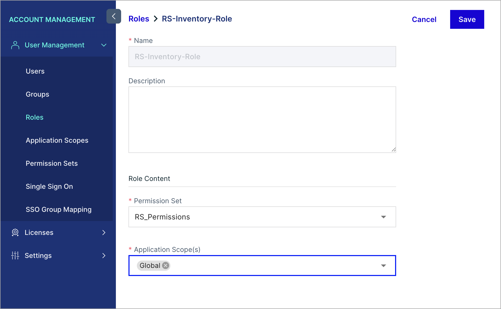 Aqua Permission Set configuration screen