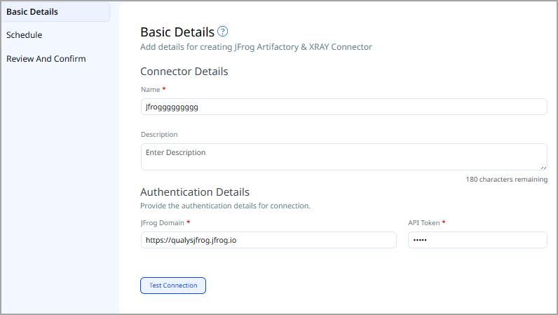 JFrog Connector - Basic Details Configuration