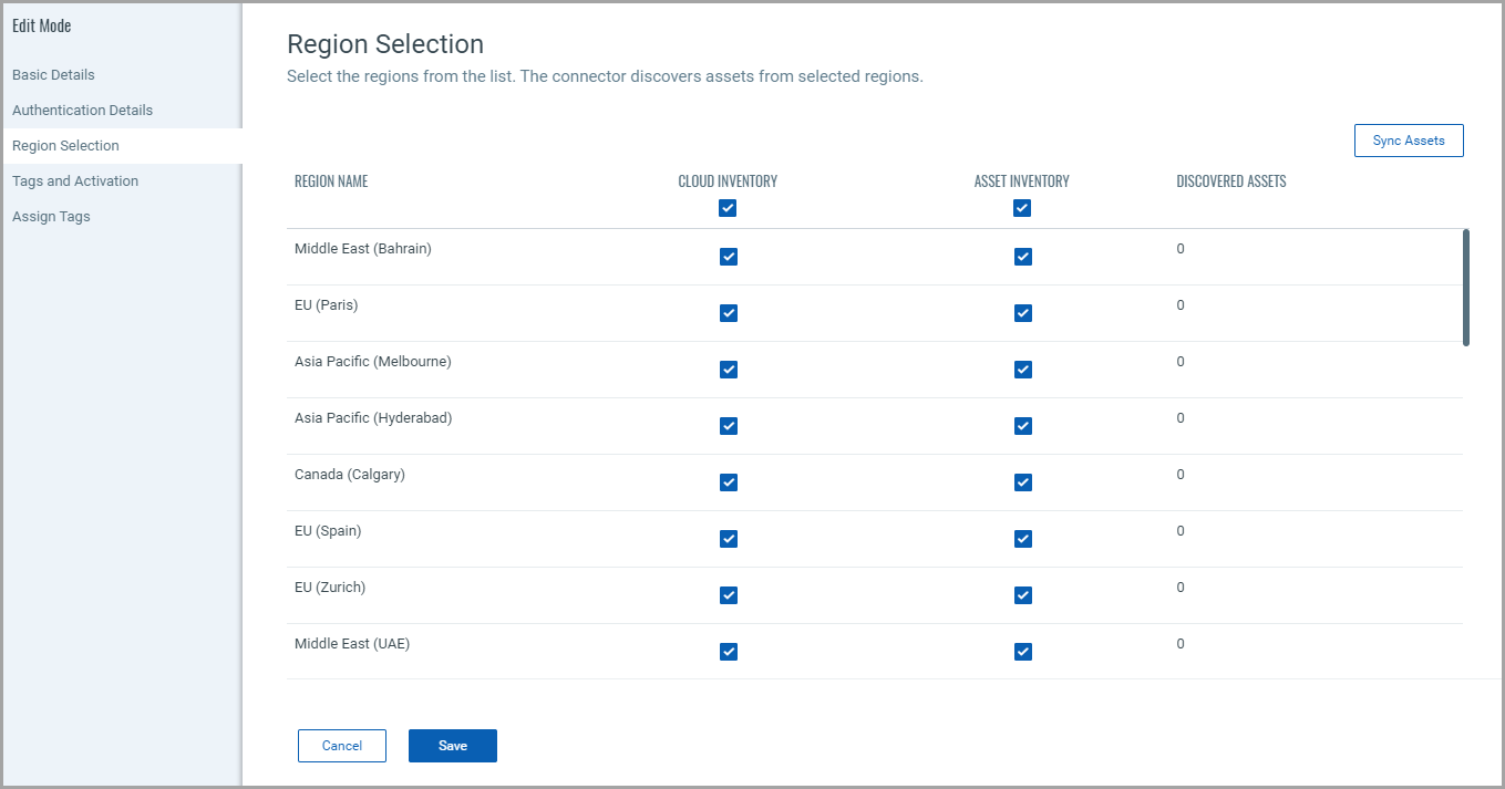 New regions in region selector screen