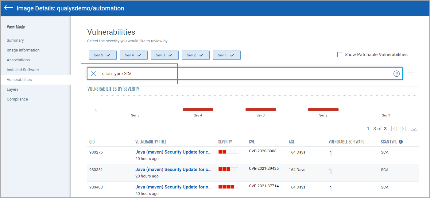 Search Vulnerabilities by Scan Type