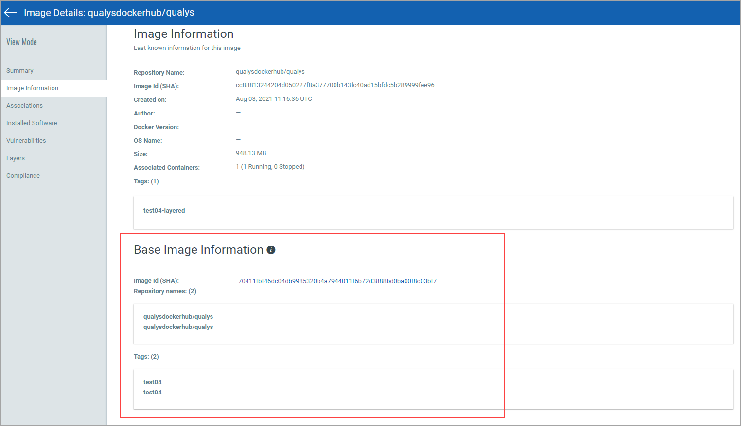 Base Image Information