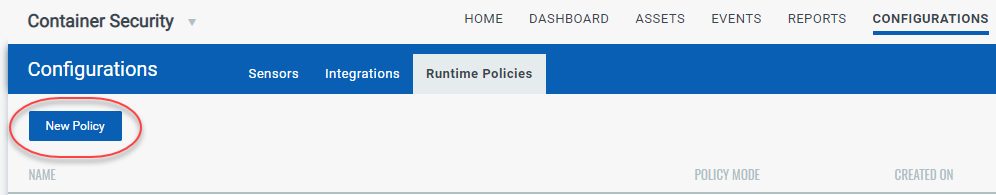 New Policy button