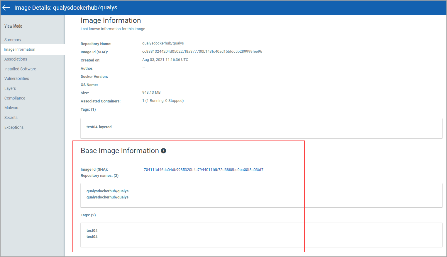 Base Image Information