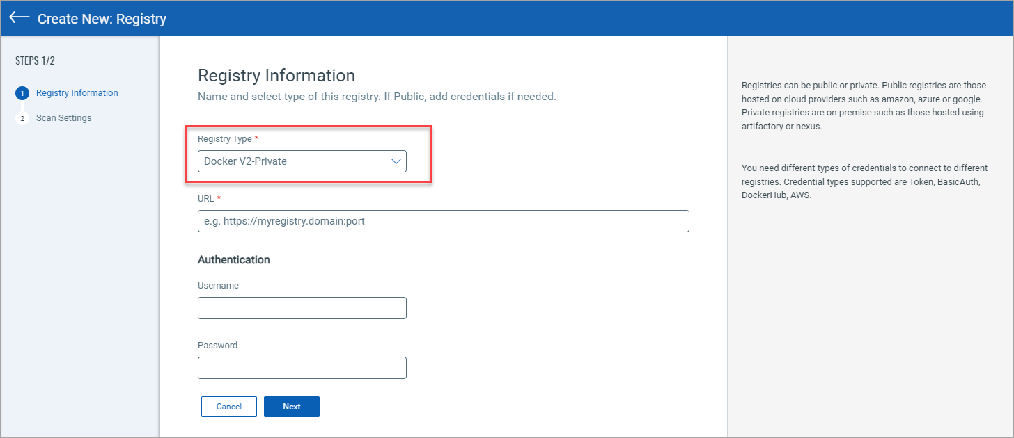 Docker V2 Private Registry Type