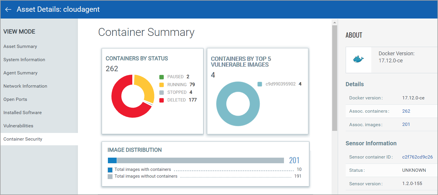 host details with container information