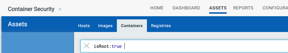 Search containers using isRoot set to true