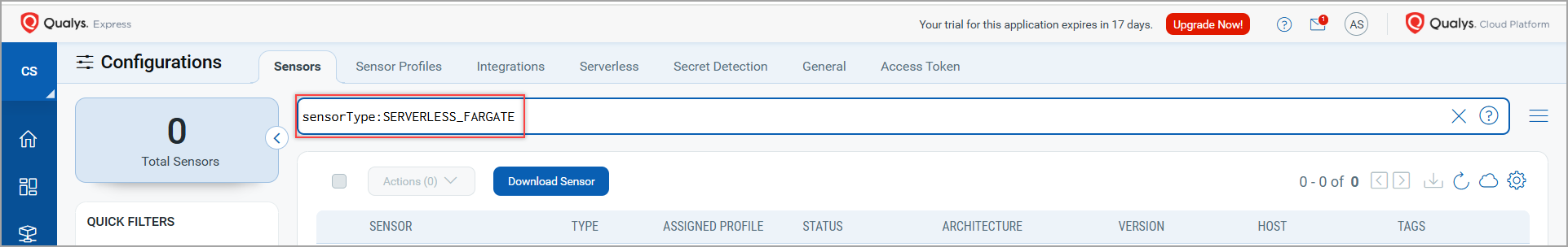 Search Sensors by Sensor Type